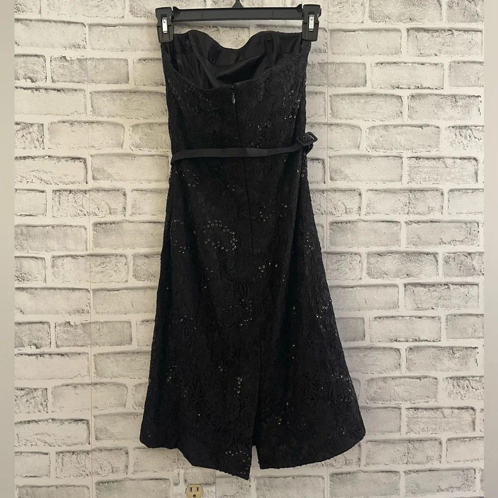 White House/Black Market black lace sparkly overlay sleeveless dress Size 0 - Picture 2 of 5